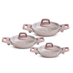 Karaca Rosegold Biogranite 6-Piece Induction Shallow Stock Pot Set, Rose Gold