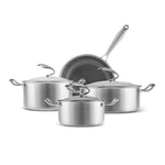 Karaca 5Ply PowerSteel 7-Piece 316+ Stainless Steel Induction Cookware Set, Silver