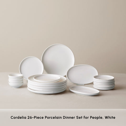 Karaca Cordelia 20-Piece Porcelain Serveware Set for 6 People, White