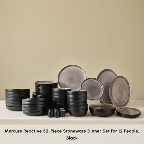 Karaca Mercure Reactive Glaze 59-Piece Stoneware Dinner Set for 12 People, Multi