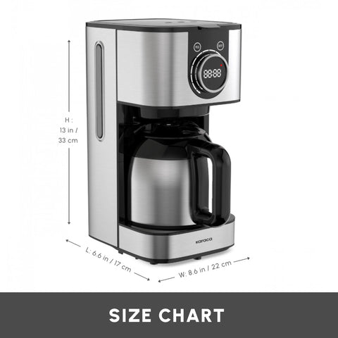 Karaca Series 2303 Steel Filter Coffee Machine, 1.2L, 800W, Inox