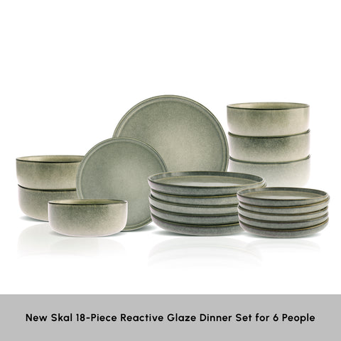 Karaca New Skal 18-Piece Reactive Glaze Dinner Set for 6 People, Grey