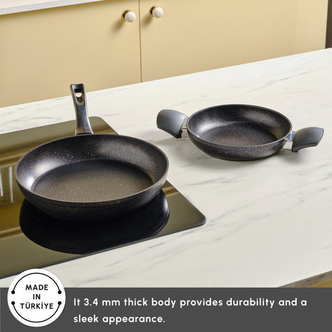 Karaca Blackgold Biogranite 2-Piece Induction Pan Set, Black Gold