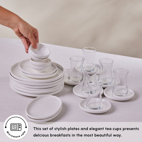 Karaca Cordelia 20-Piece Porcelain Serveware Set for 6 People, White