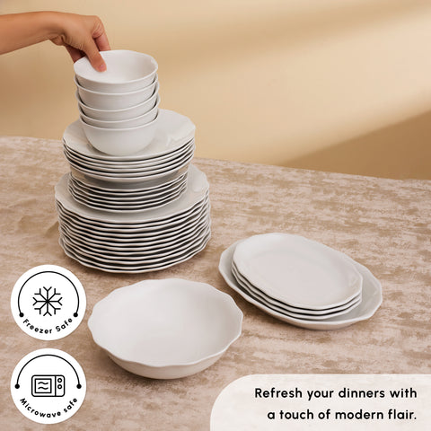 Karaca Rafaela 53-Piece Porcelain Dinner Set for 12 People, White