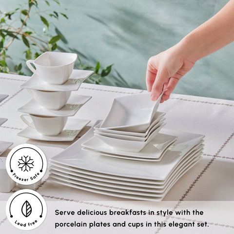 Karaca Perfect 32-Piece Porcelain Serveware Set for 6 People, White