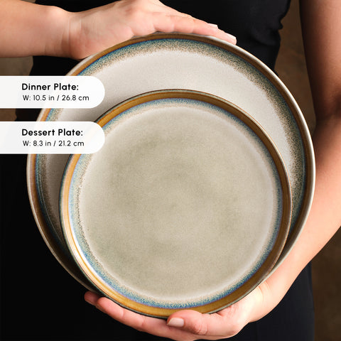 Karaca Earthy Reactive 52-Piece Stoneware Dinner Set for 12 People, Multi