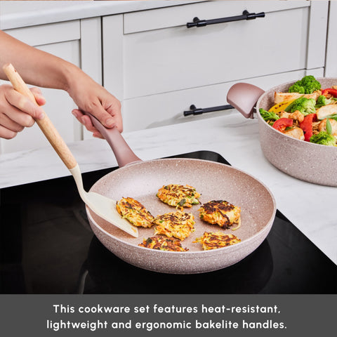 Karaca Rosegold Biogranite 7-Piece Induction Cookware Set, Rose Gold