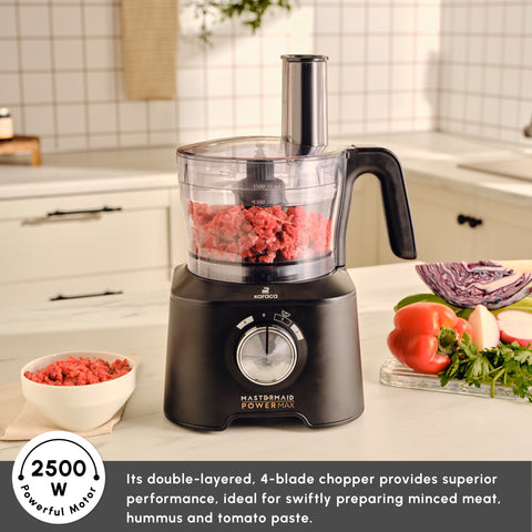 Karaca Mastermaid Power Multifunctional 11 in 1 Food Processor Set, 2500W, Chrome