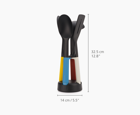 Joseph Joseph Elevate Slim 4-piece Utensil Set with Storage Stand, Multicolour