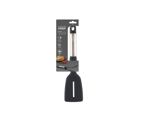 Joseph Joseph Elevate Stainless Steel Silicone Slotted Turner, Black Grey