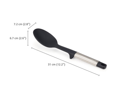 Joseph Joseph Elevate Stainless Steel Silicone Solid Spoon, Black Grey