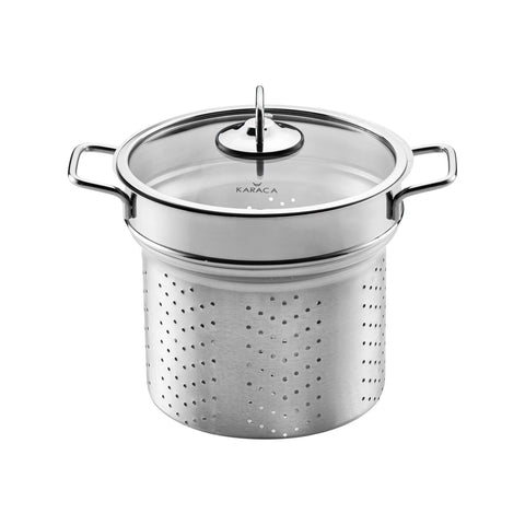 Karaca Love of Kitchen Stainless Steel Induction Spaghetti Stockpot with Lid, 20cm, Silver