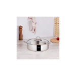 Karaca Bianca 304 Stainless Steel Induction Shallow Casserole with Lid, 28cm, Silver