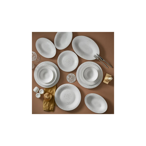 Karaca Fine Pearl Bella 58-Piece Dinner Set for 12 People, White