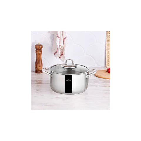 Karaca Bianca 304 Stainless Steel Induction Stockpot with Lid, 24cm, Silver