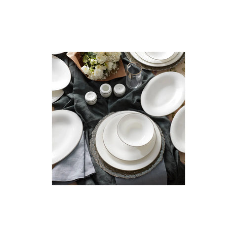 Karaca Fine Pearl Fame 58-Piece Dinner Set for 12 People, White Platinum