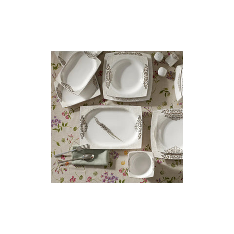 Karaca Nazende 60-Piece Fine Cream Dinner Set for 12 People, Multi