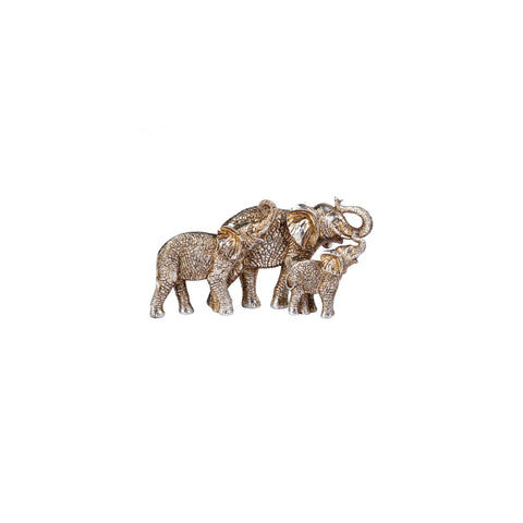 Karaca Nova Elephant Family Decorative Trinket, 33.5cmx18cm, Gold Silver