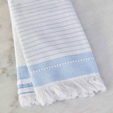 Karaca Home Alina 100% Turkish Cotton Kitchen Towel Set, 2 Piece, 60cmx40cm, White Blue