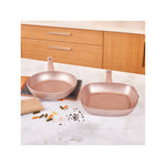 Karaca Rosegold Biogranite 2-Piece Non-Stick Pan-Grill Set, Rose Gold