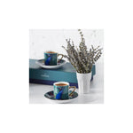 Karaca Peacock 8 Piece Porcelain Espresso Turkish Coffee Cup Set for 4 People, 90ml, Multi