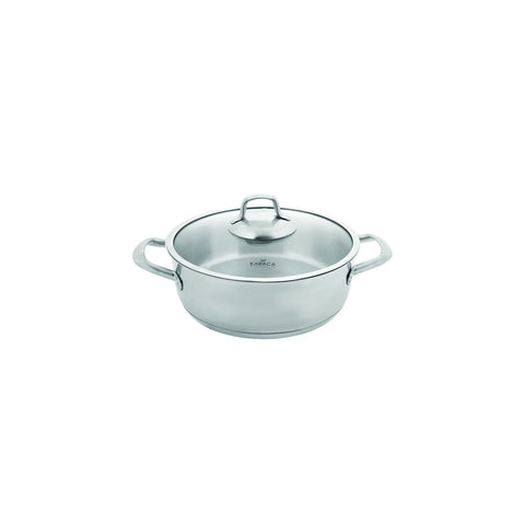 Karaca Bianca 304 Stainless Steel Induction Shallow Casserole with Lid, 24cm, Silver