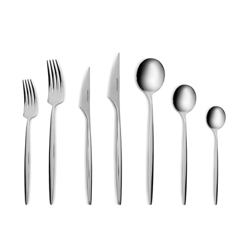 Karaca Braga 84-Piece Stainless Steel Cutlery Set for 12 People, Platin