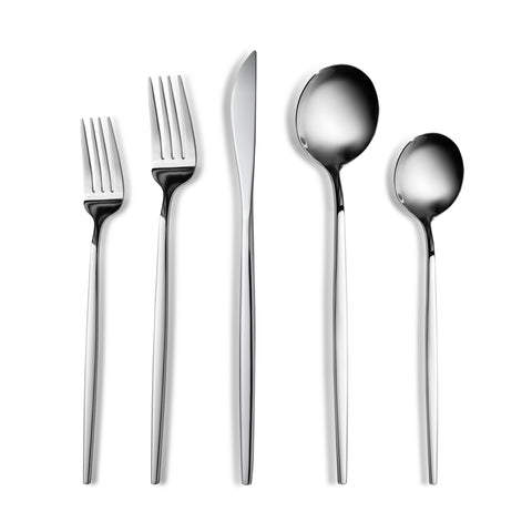 Karaca Orion 30-Piece Stainless Steel Cutlery Set for 6 People, Platinum