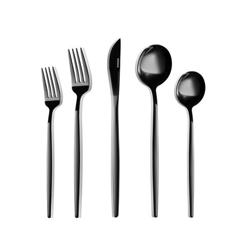 Karaca Orion 30-Piece Stainless Steel Cutlery Set for 6 People, Shiny Black