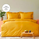 Karaca Home Back To Basic 100% Turkish Cotton Duvet Cover Set with Bed Sheet, Double, Mustard