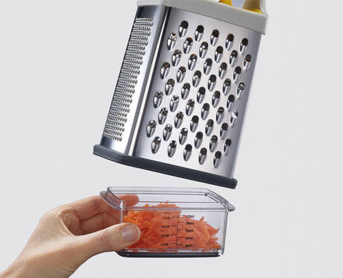 Joseph Joseph Multi-Grip Box Grater with Precision Food-Grip, Grey Yellow