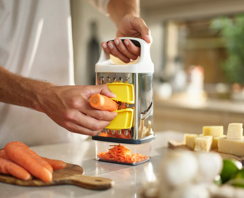 Joseph Joseph Multi-Grip Box Grater with Precision Food-Grip, Grey Yellow