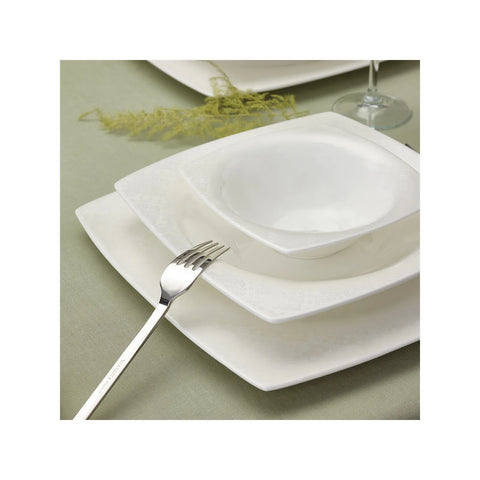 Karaca Fine Pearl Melita 62-Piece Dinner Set for 12 People, White