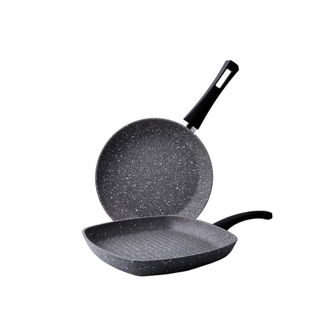 Karaca Gris Biogranite 2-Piece Non-Stick Pan-Grill Set, Grey