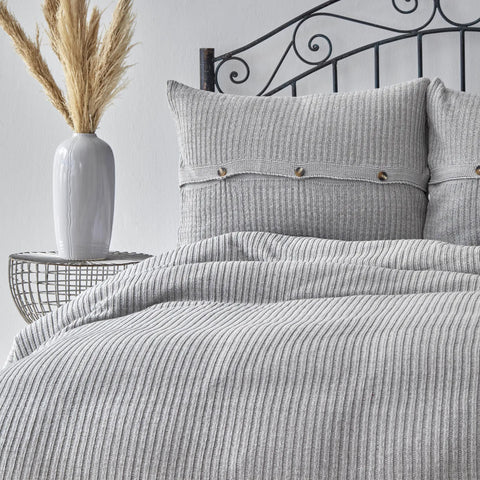 Karaca Home Coline Knitwear Bedspread Set, Single, Grey