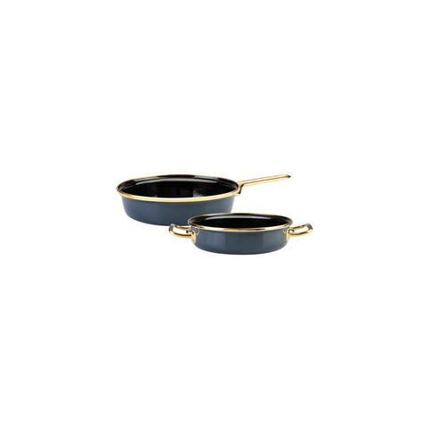 Karaca Retro 2-Piece Enamel Induction Pan Set, Anthracite