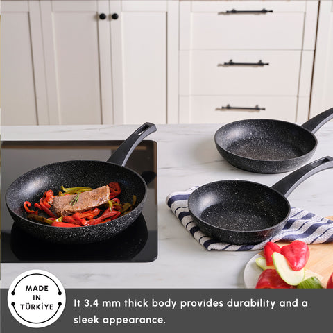 Karaca Biogranite Dide 3-Piece Induction Pan Set, Black