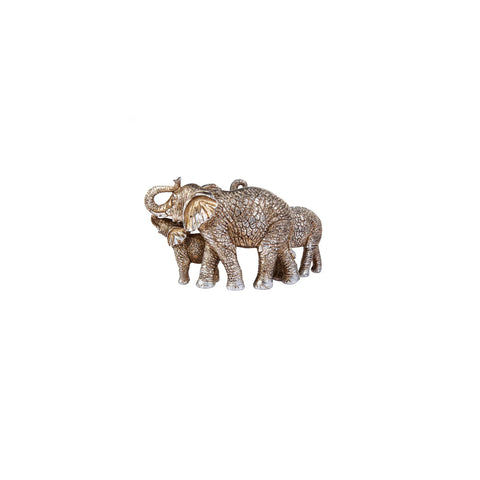 Karaca Nova Elephant Family Decorative Trinket, 33.5cmx18cm, Gold Silver