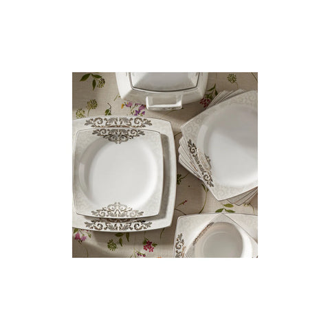 Karaca Nazende 60-Piece Fine Cream Dinner Set for 12 People, Multi