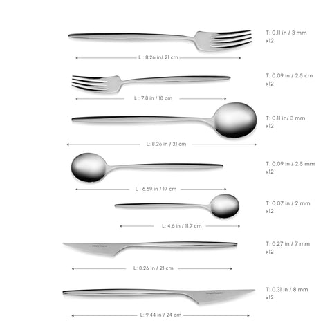 Karaca Braga 84-Piece Stainless Steel Cutlery Set for 12 People, Platin