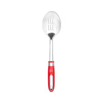 Karaca Retro Stainless Steel Slotted Serving Spoon, Red Silver