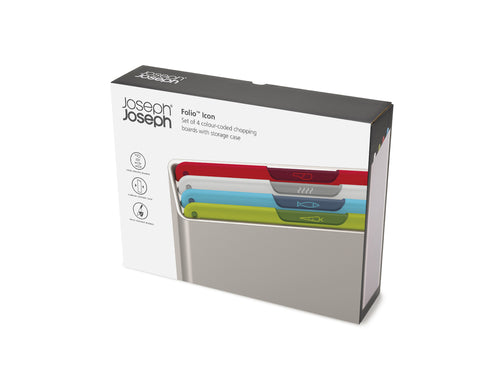 Joseph Joseph Folio Icon 4 Piece Chopping Board Set, Multicolour