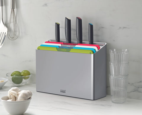 Joseph Joseph Folio Icon Plus 8 Piece Knife and Chopping Board Set, Multicolour