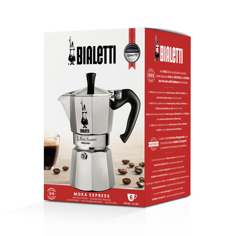 Bialetti Moka Express Espresso Coffee Maker, 6 Cups, Silver