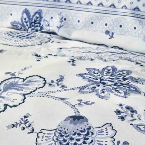 Karaca Home Amar Blue 100% Cotton Duvet Cover Set, Single