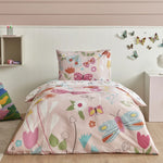 Karaca Home Young Butterfly 100% Cotton Single Duvet Set, Pink