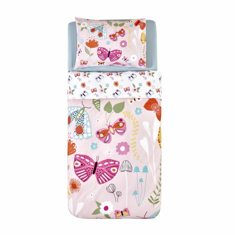 Karaca Home Young Butterfly 100% Cotton Single Duvet Set, Pink