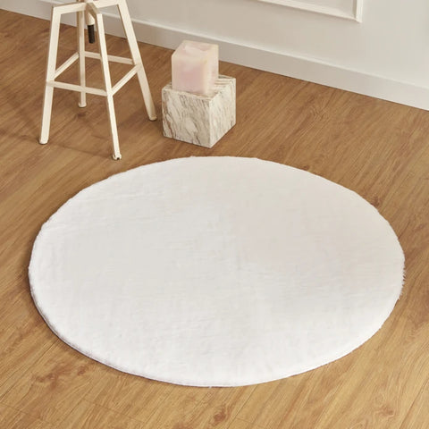 Kasmir Rugs 7/24 Cosy Premium Faux Fur Rug, 120cmx120cm, White