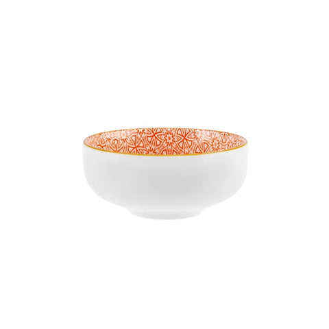 Karaca Floral Porcelain Round Snack Bowl, 10cm, Orange